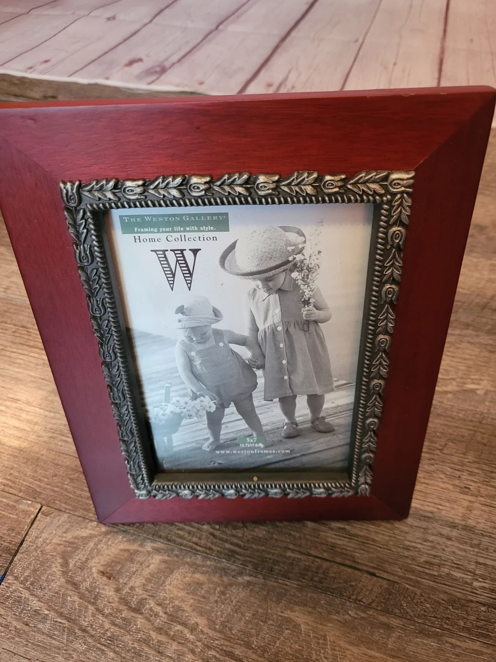 Weston Gallery Home Collection Cherry Wooden 5x7 Picture Frame Metal Border